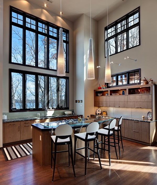 Contemporary High Ceiling Kitchen Design 