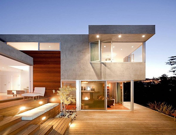 contemporary house with sun deck