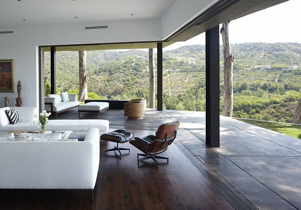 contemporary living room deck with beautiful views