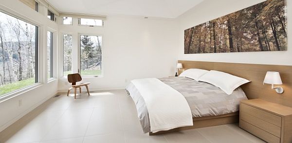 contemporary mountain house minimalist bedroom