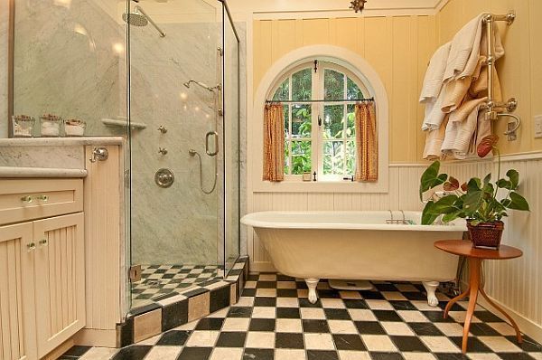 dream bathroom design with checkered flooring