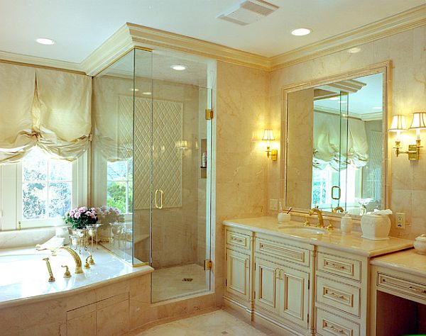 elegant crown molding in chic bathroom design