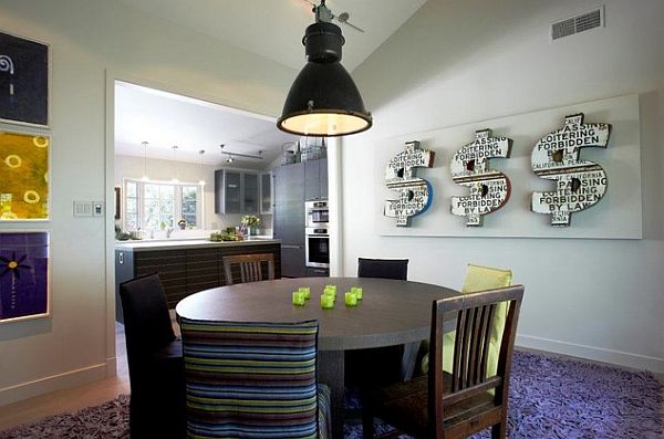 fancy dining area with purple rug