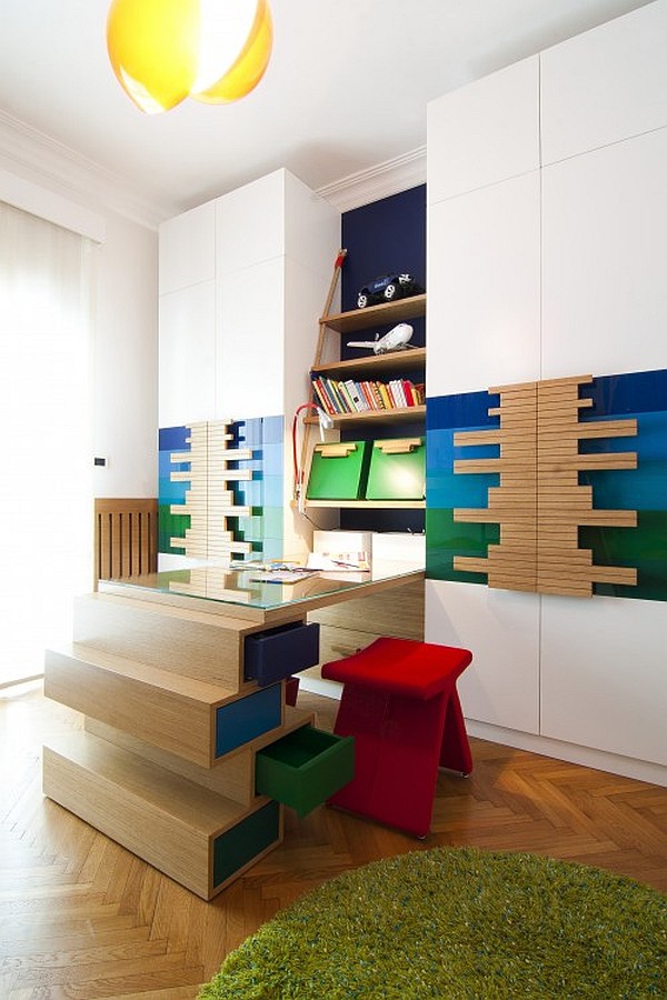 highly functional modern kids study room