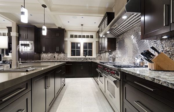 kitchen cabinets and highly modern backsplash