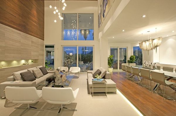 luxury living room with high ceiling