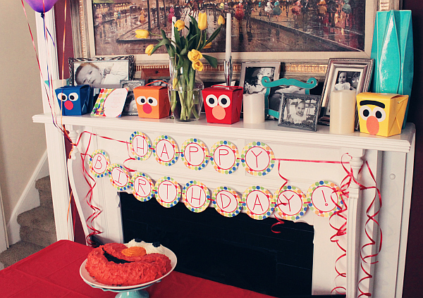 mantle decor - birthday decorations