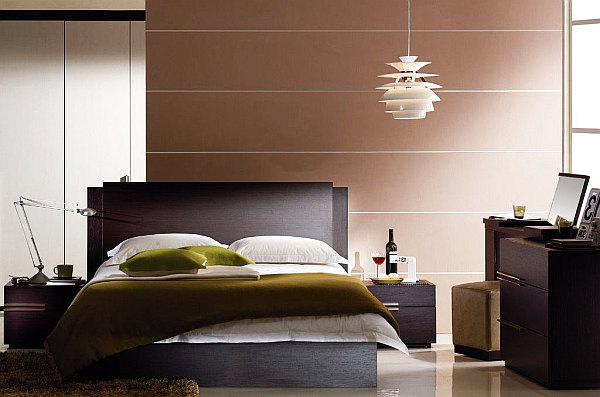 modern bedroom with contemporary lights fixtures