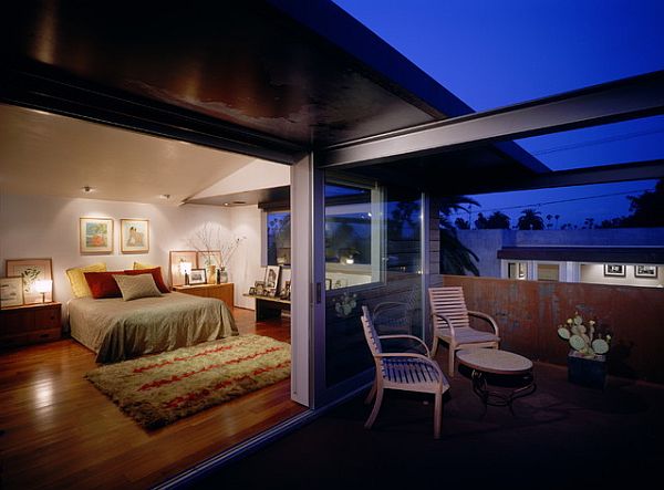 modern bedroom with stylish balcony inspiration design
