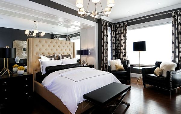 modern black decorated bedroom