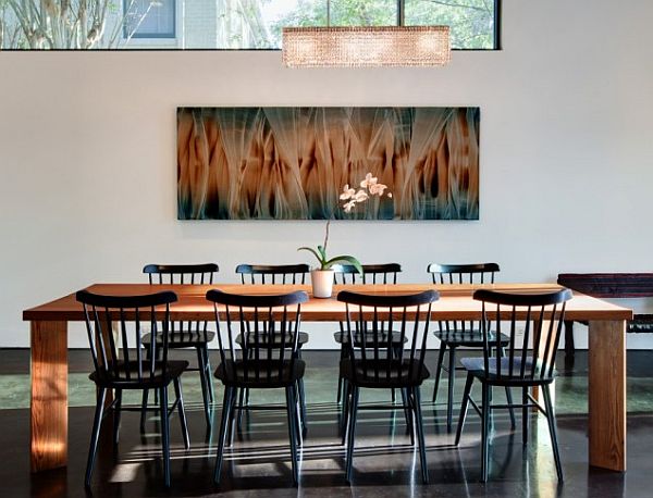 modern dining room with minimalist lighting lamp