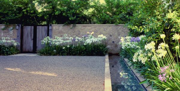 modern landscape gravel and water feature