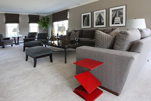 monochromatic living room with fancy furniture