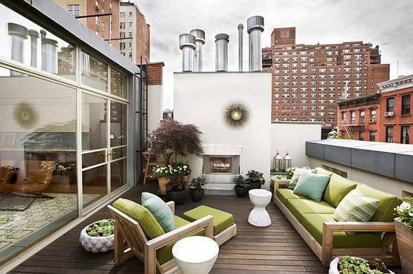 new york roof terrace with modern patio & wood deck