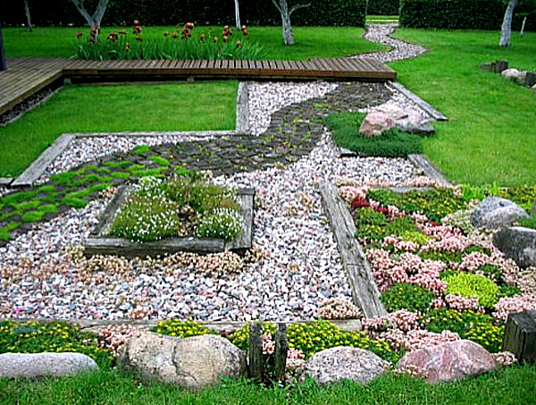 pebble path rock garden