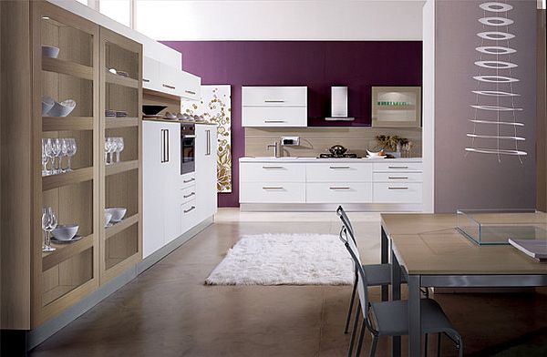 purple and white kitchen furniture