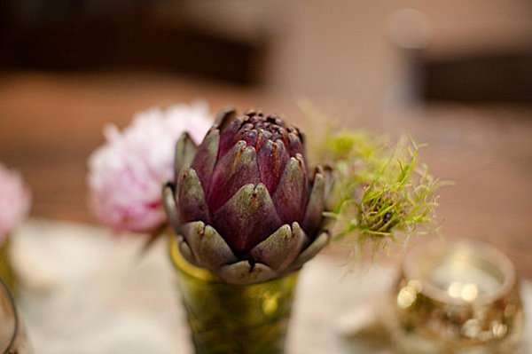 purple artichoke centerpiece