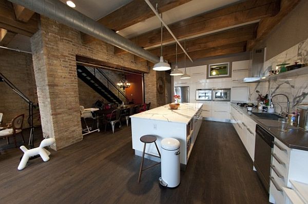 rehabilitated two-story loft shows off industrial theme
