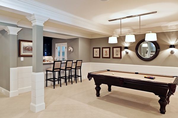 sleek basement design for gentlemen