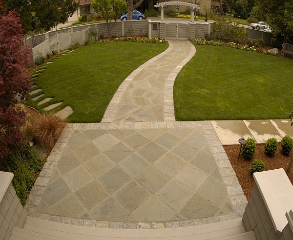 stone tiled pathway design