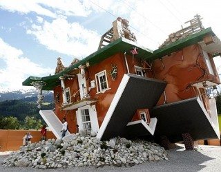 Astounding art work sees an entire home turned upside down in Austria!