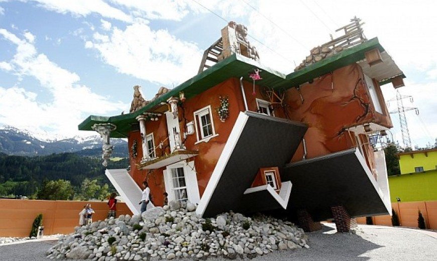 Astounding art work sees an entire home turned upside down in Austria!