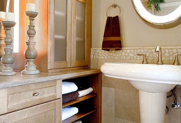 vanity and pedestal sink - modern bathroom design