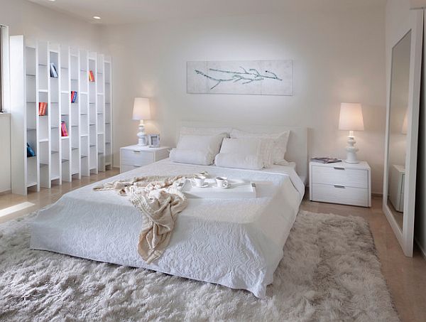 white bedroom monochromatic design