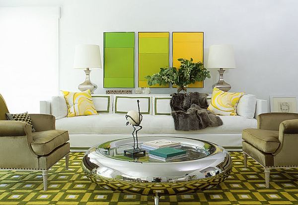 white green and yellow living room looking elegant