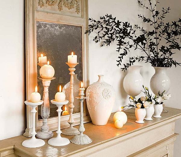 white-home-decor-with-candle-decorated-mantle