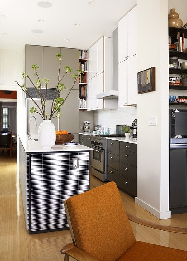 white modern kitchen with islands and cabinets