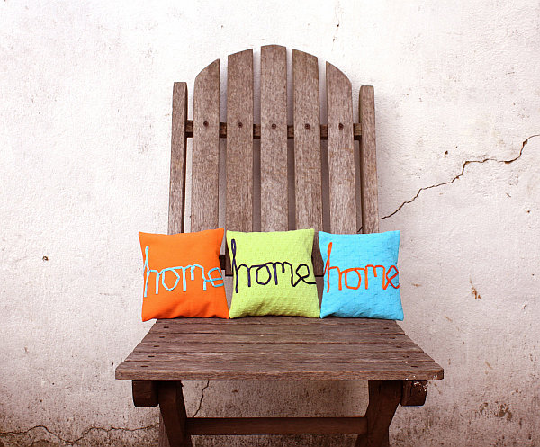 DIY colorful typography pillows