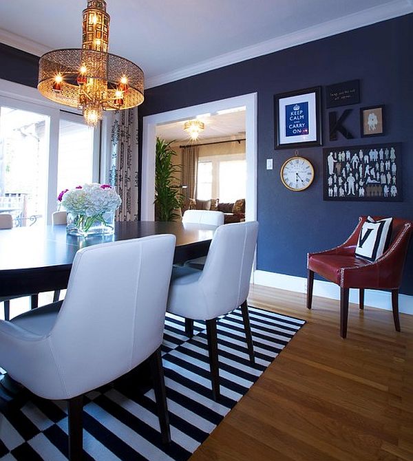 navy blue and grey dining room