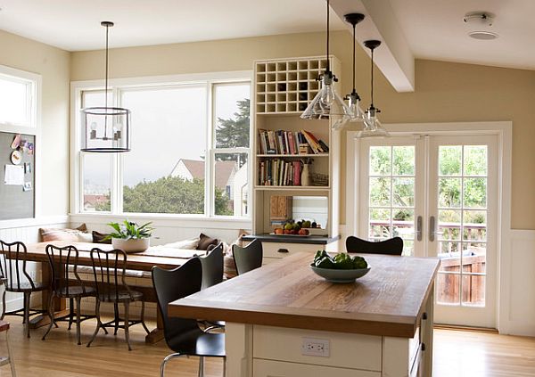 Farmhouse kitchen with fancy bistro chairs