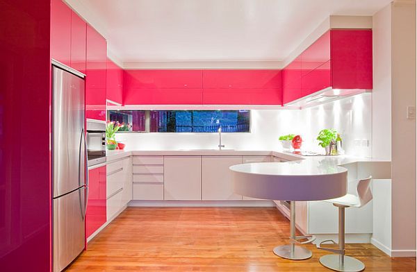 Glossy-pink-and-white-kitchen-cabinets