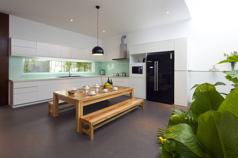 Go Vap Modern House - white minimalist kitchen
