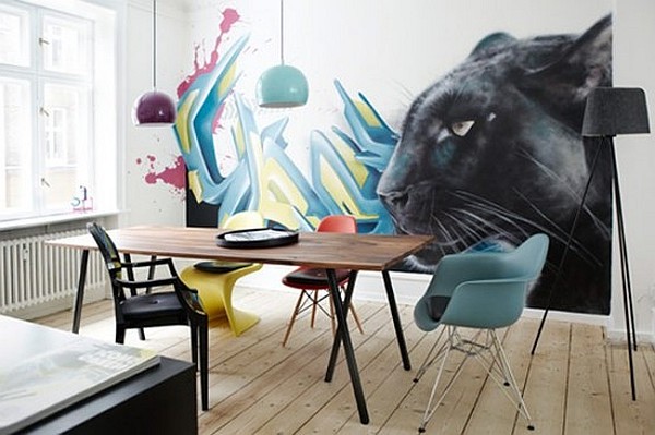 Office decorating with graffiti wall art