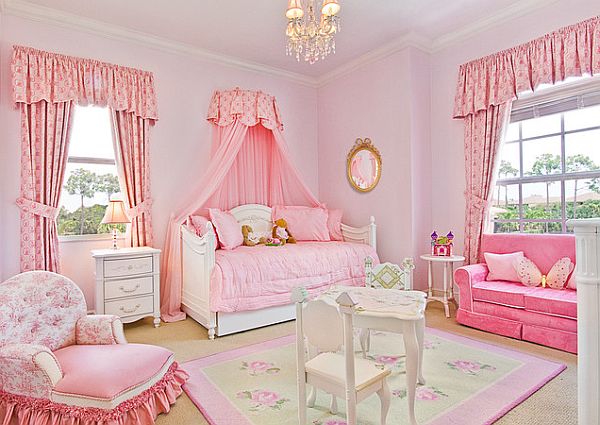 Pink bedroom for a princess girl