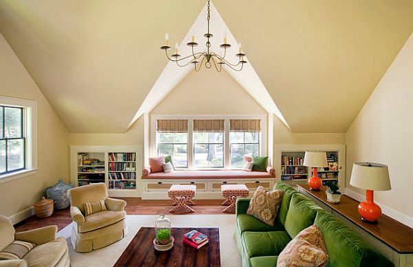 attic makeover - colorful living room conversion