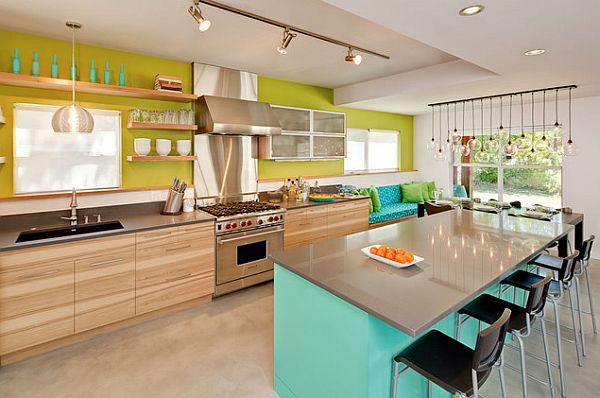 beach inspired colorful kitchen design