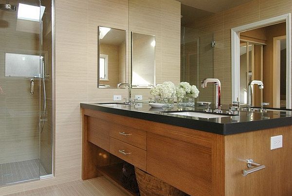 beautiful-bathroom-design-with-golden-oak-with-black-counters