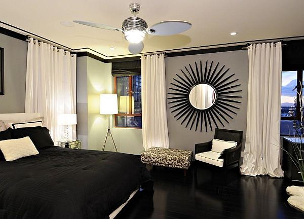 black and white penthouse bedroom decor