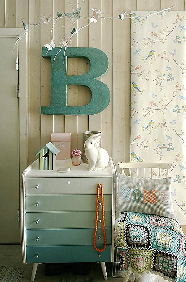 blue ombre dresser