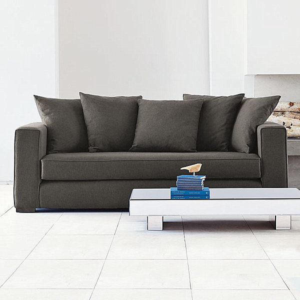 brown boxy sofa