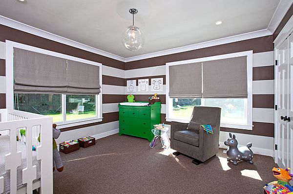 child room with painted horizontal stripes