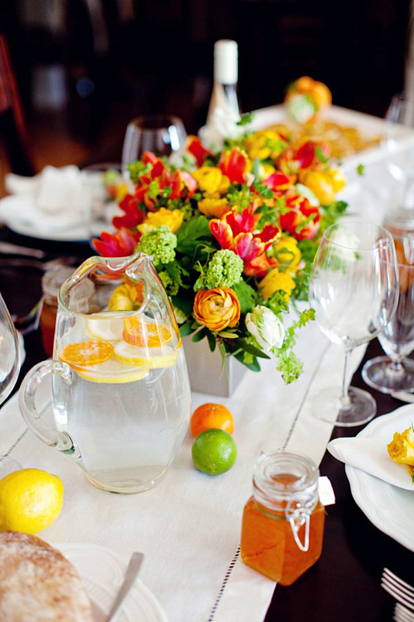 citrus theme table setting