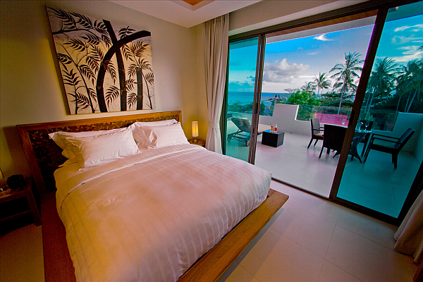 colorful penthouse bedroom