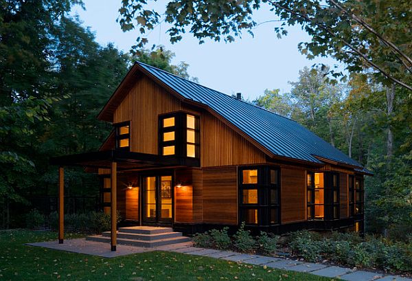 contemporary cottage in the woods