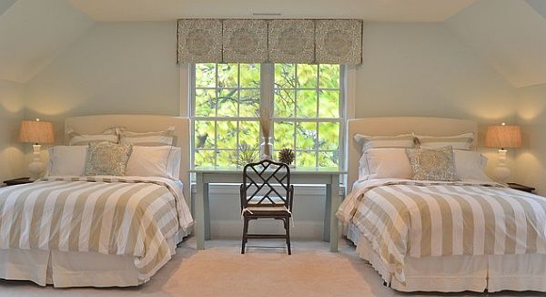 cozy and confortable guest room with twin beds