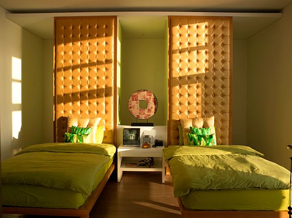 fancy green colored guest room decoration